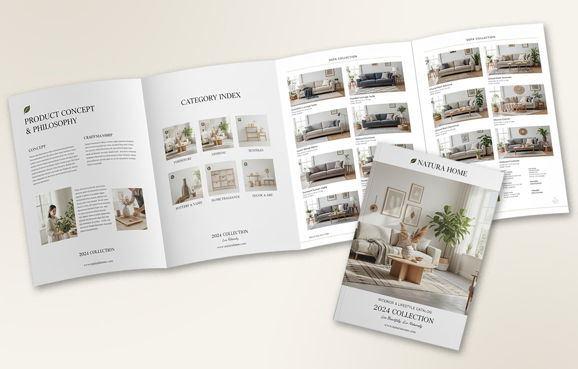 A4サイズ8ページ両観音折カタログ