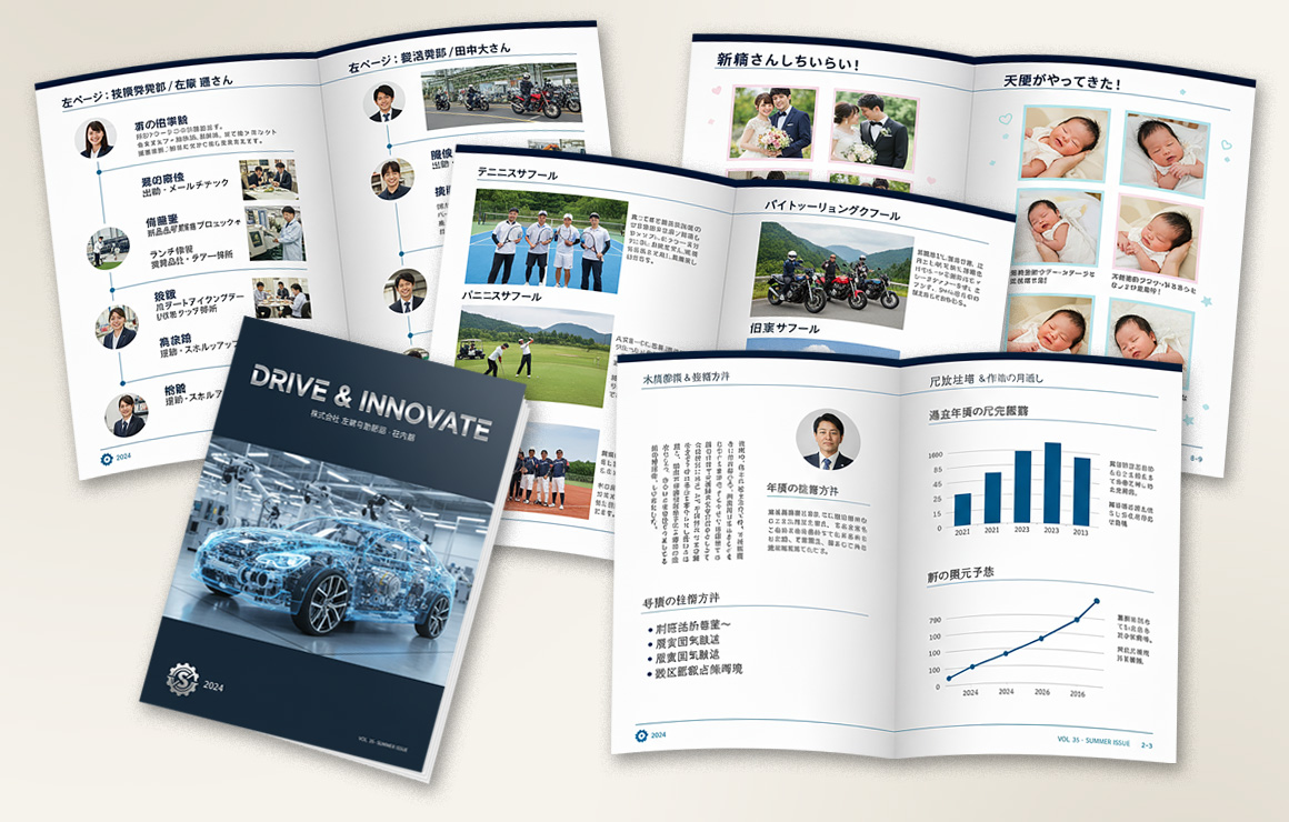 A4サイズ16ページ中綴じ社内報制作