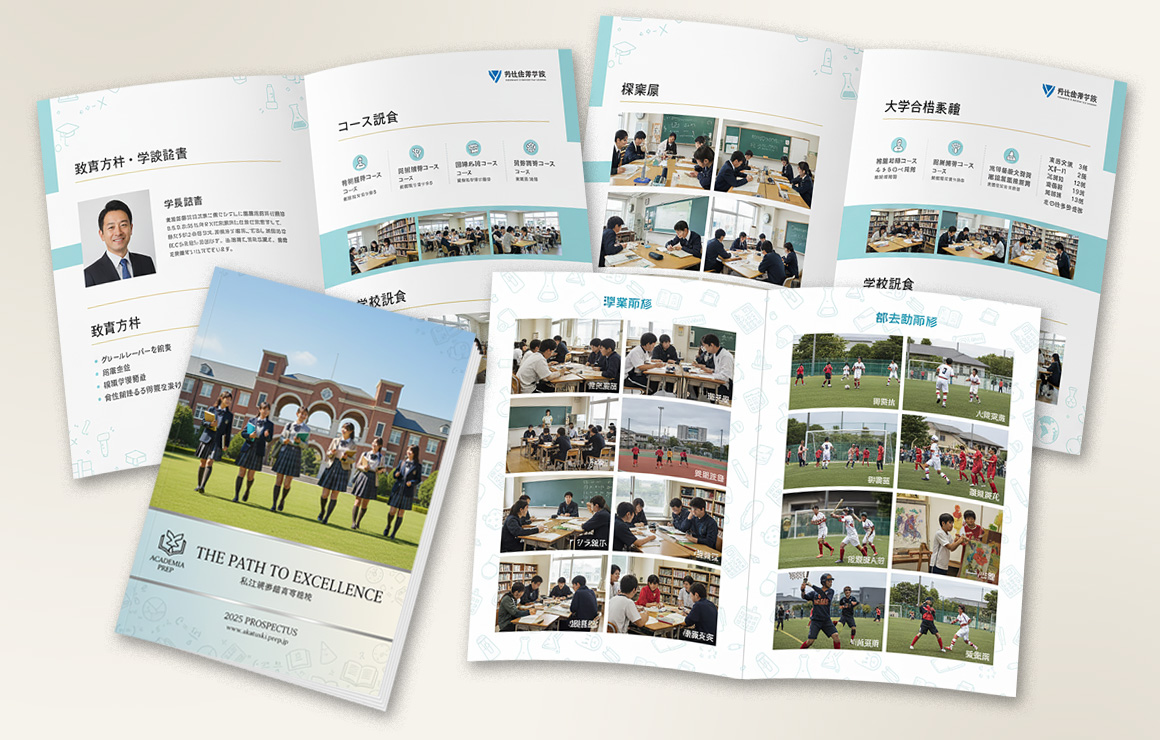A4サイズ12ページ中綴じ学校案内