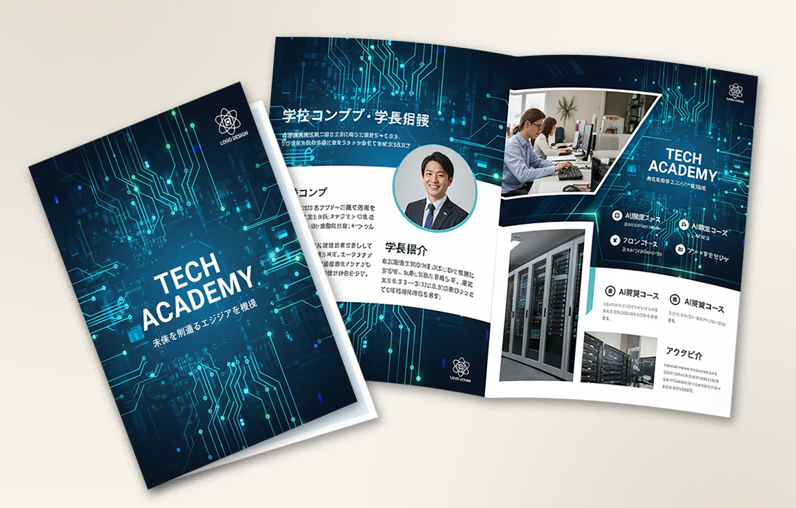 A4サイズ4ページ二つ折り学校案内