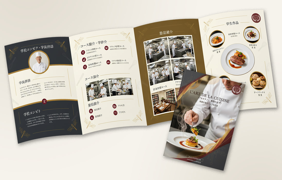 A4サイズ8ページ中綴じ学校案内